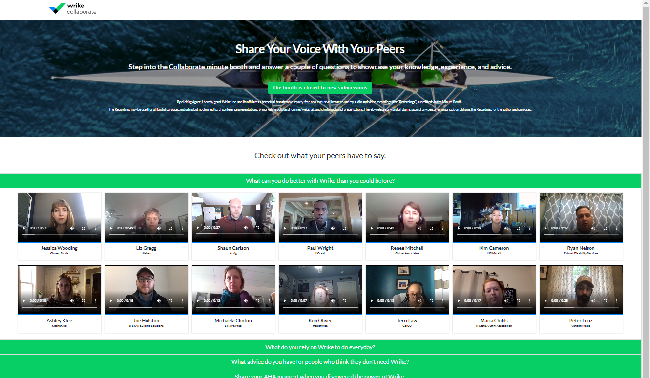 Wrike Collaborate 2020 Conference Minute Booth