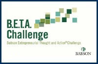 Babson BETA Challenge Babson BETA Challenge