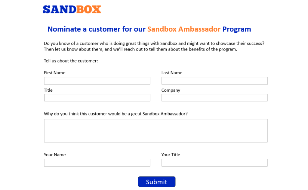 customer programs - nominate Nominate a Customer for our Advocacy Program